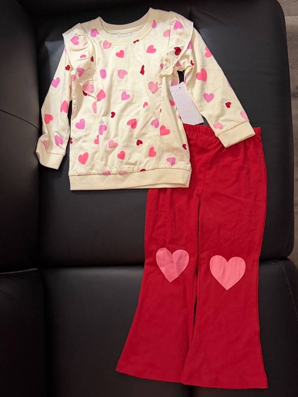 Kids Heart-Print Play Set - Cream & Red
